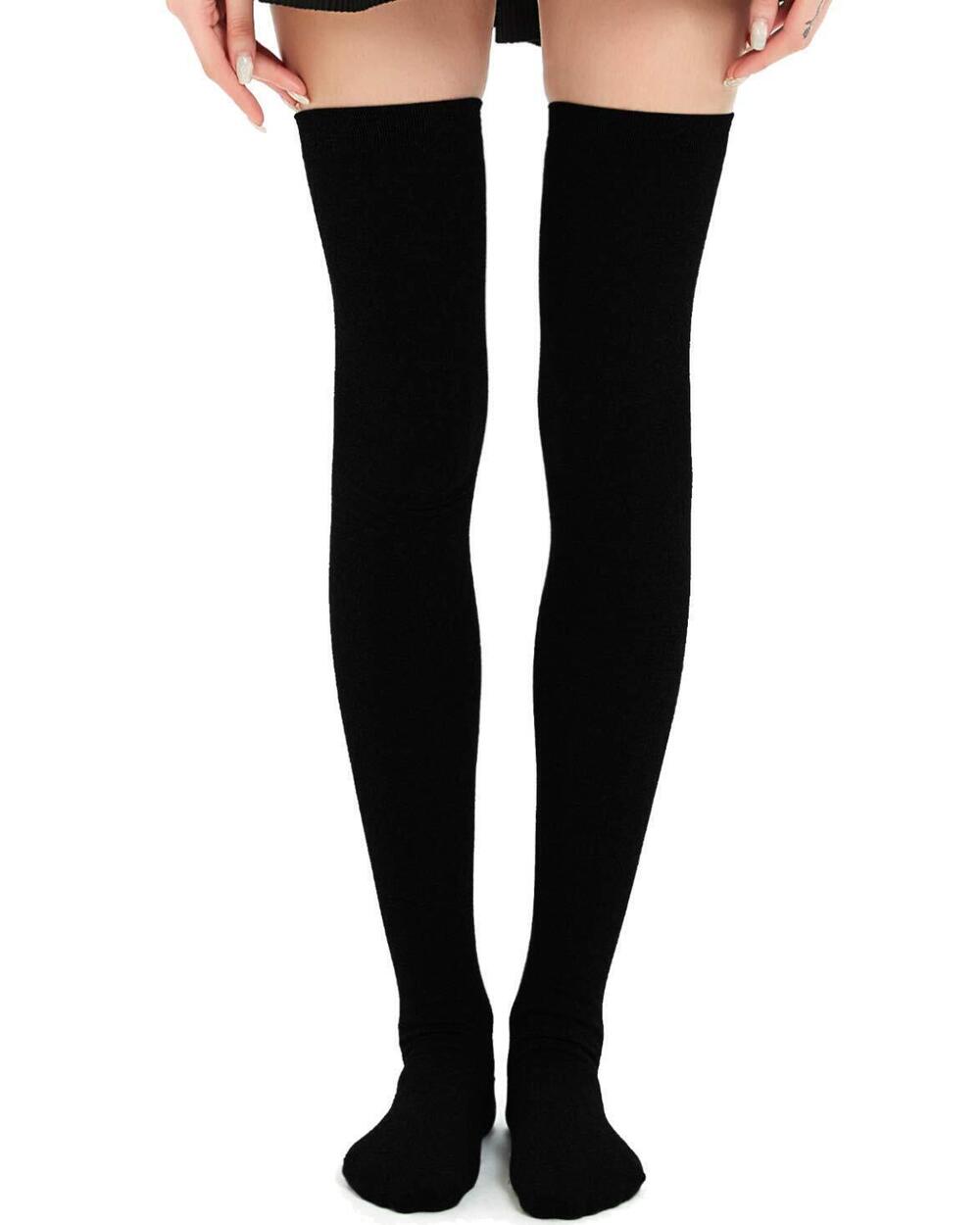 6158 Extra Long Cotton Thigh High Socks Over the Knee High Stockings, 1